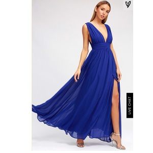 Lulu’s heavenly hues royal blue maxi dress chiffon